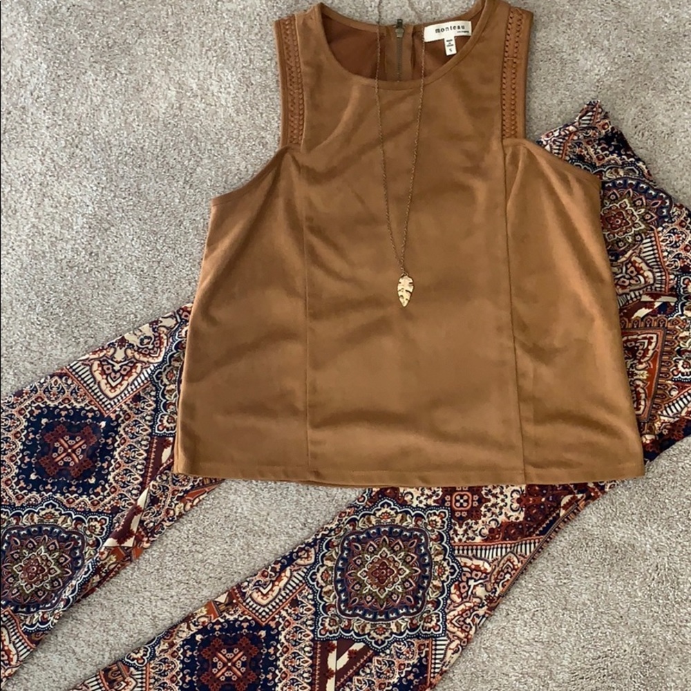 Faux leather/suede Top!